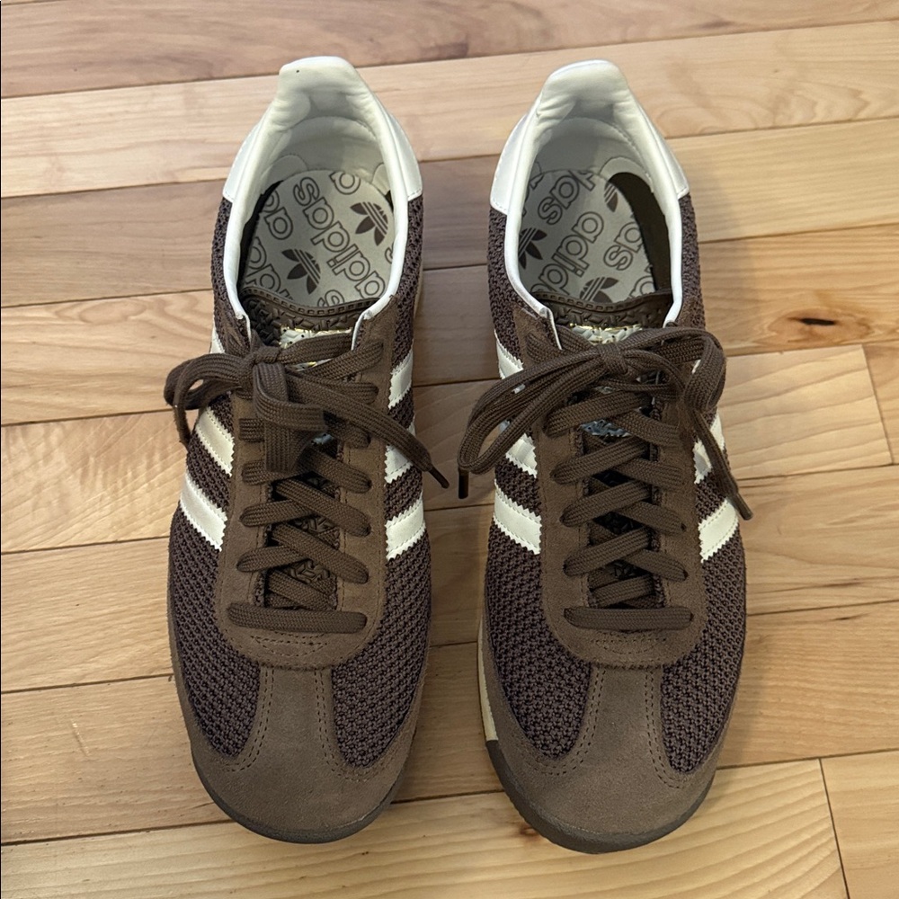 adidas Brown and White Women's Low-Profile Retro Sneakers - Picture 4 of 8